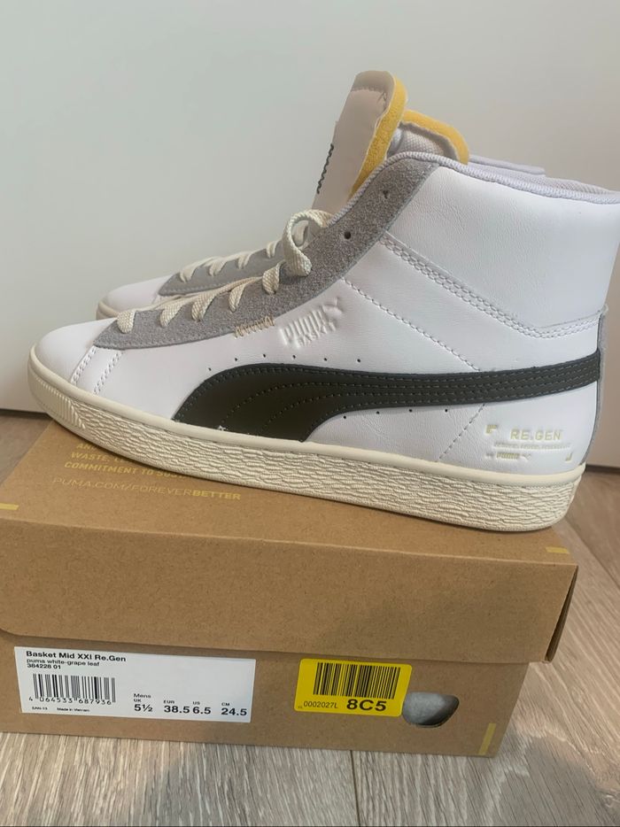 Baskets Puma RE.GEN montantes neuves 38.5 blanc gris unisexe boîte cuir” - photo numéro 9