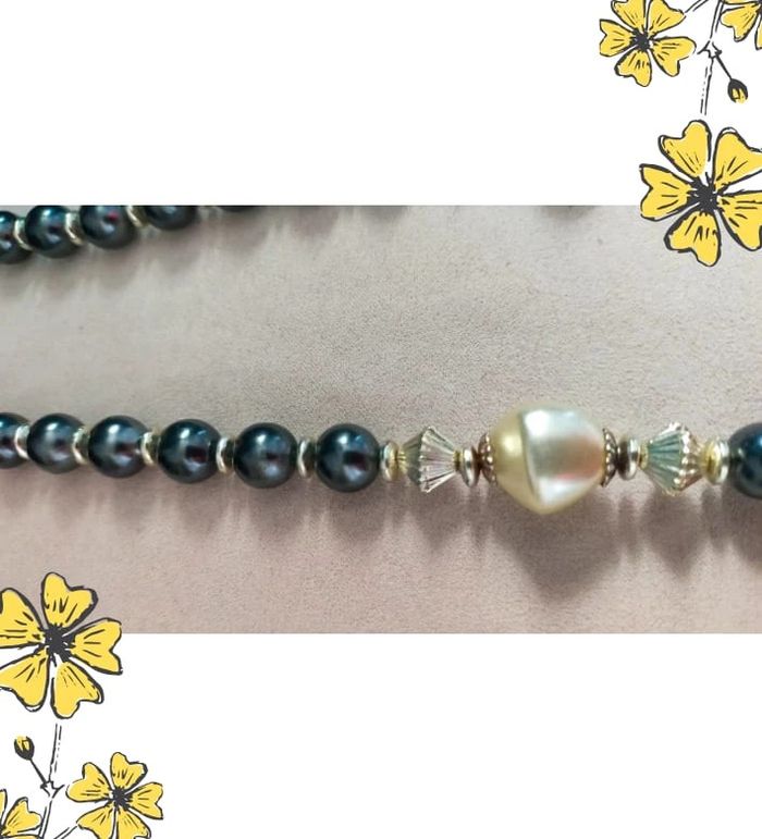 Collier vintage perles noires et nacrées – Élégance contrastée - photo numéro 9