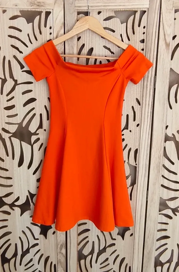 Robe épaules dénudées fluide orange T S Zara - photo numéro 8