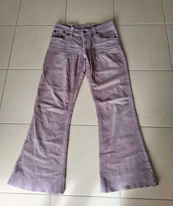 pantalon coton velours évasé