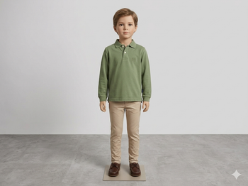 Polo manches longues kaki 6-10 ans EDEIS 
