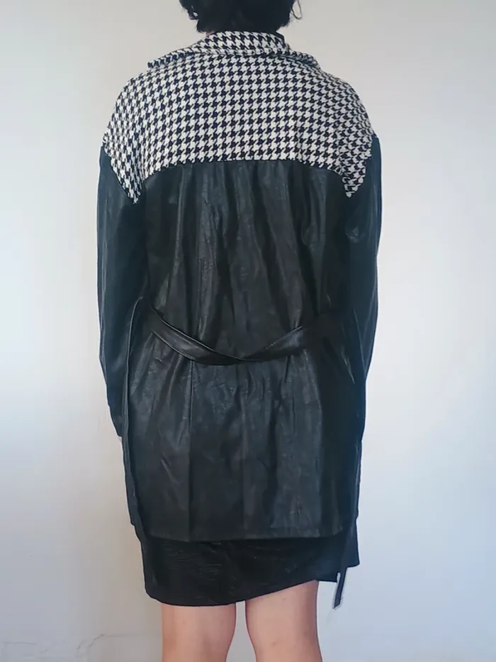 Manteau long noir et pied-de-poule style vintage TU - photo numéro 2