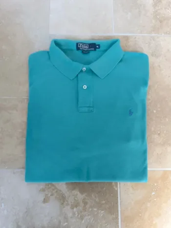 Polo Ralph Lauren homme XL pima coton vert / menthe logo violet excellent état