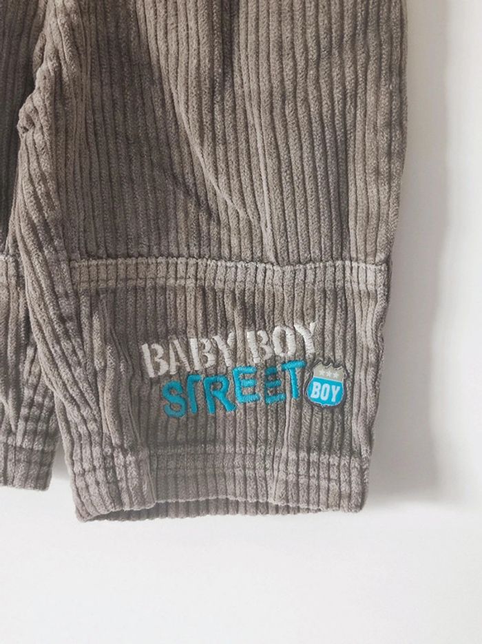 Pantalon effet velours rayure marron Baby Boy Street Bleu - photo numéro 2
