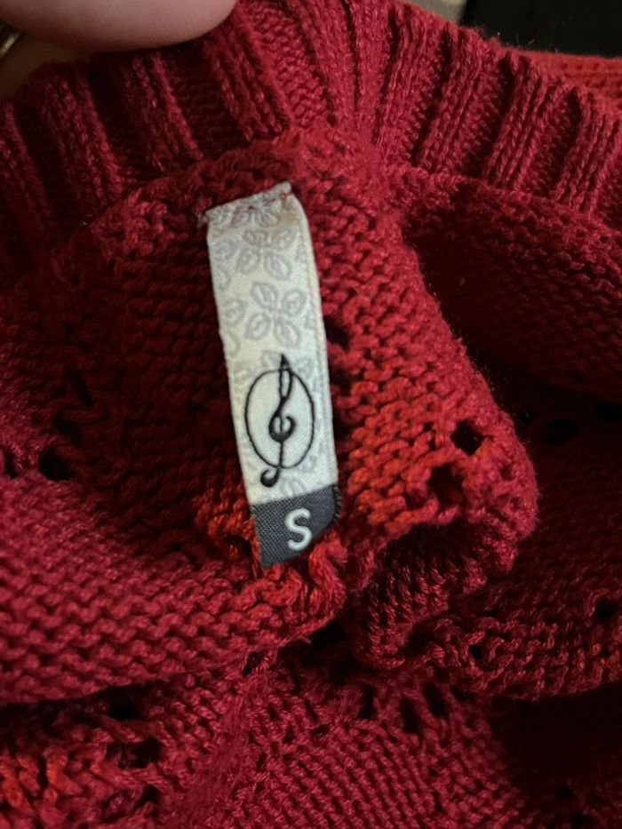 Haut manches longues type dentelle - rouge foncé - photo numéro 13