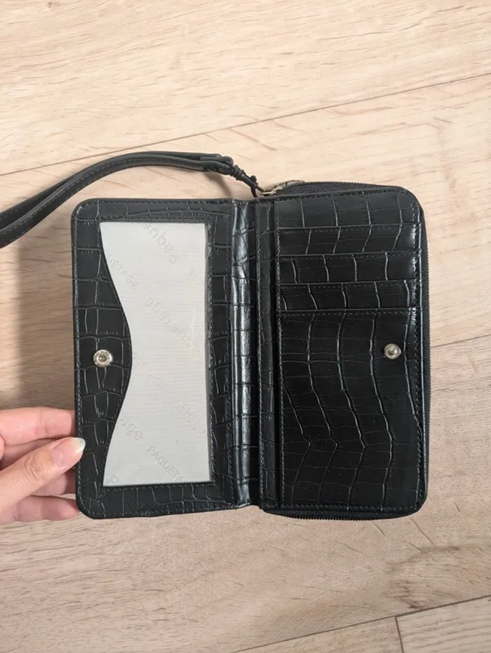 Portefeuille simili cuir Noir effet croco - photo numéro 4