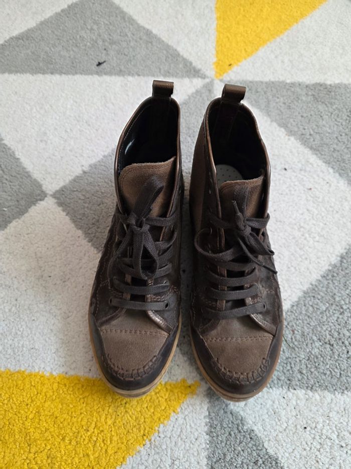 Chaussures montantes en cuir Ivoire Taille 37 - photo numéro 2