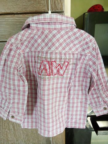 Chemise enfant rayée rouge et bleue 18 mois