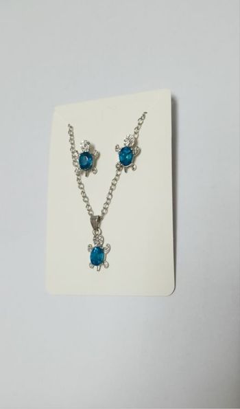 Parure bijoux tortue collier, boucles d'oreilles neuf 