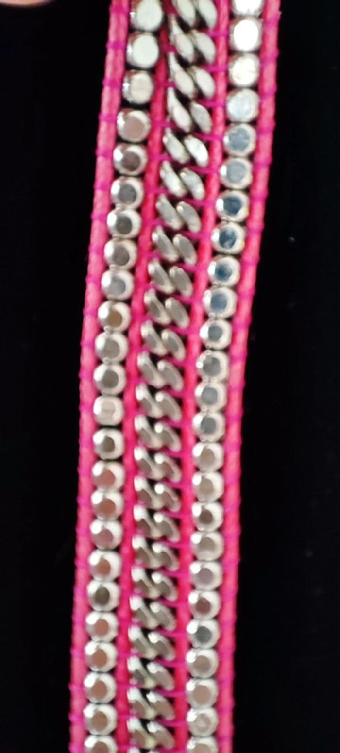 Bracelet articulé métal et tissu - photo numéro 7