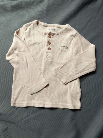 T-shirt ML beige côtelé 🦕 Taille 18 mois