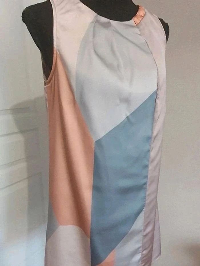 Robe droite Promod sans manche multicolore satinée taille 38 - photo numéro 8