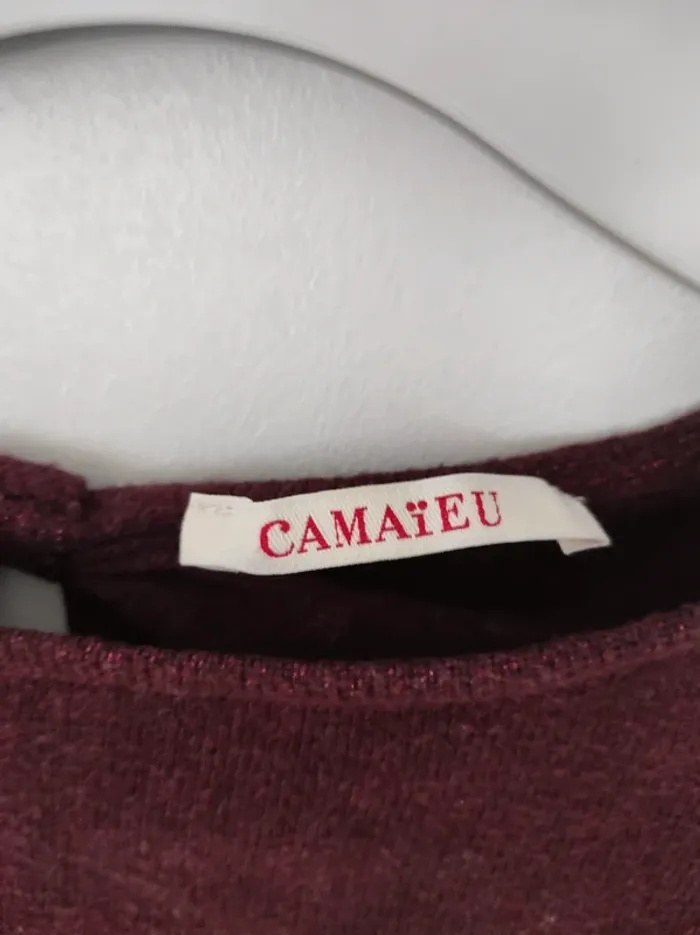 Pull col rond bordeaux Camaïeu - photo numéro 3