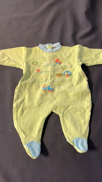Pyjama bébé 1 mois vert motif voiture