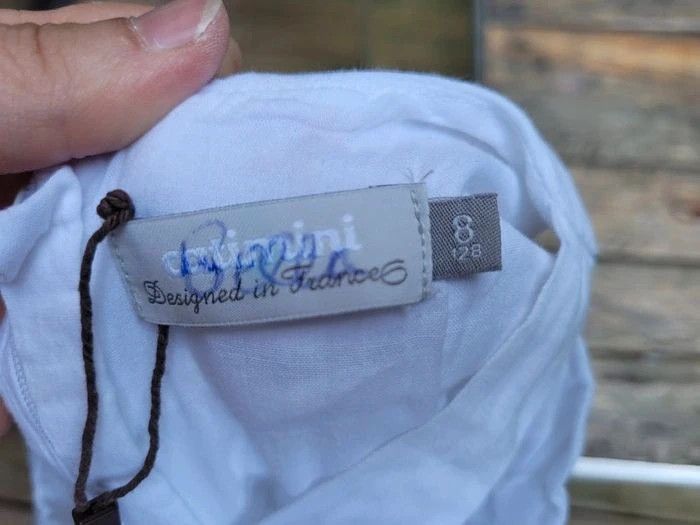 Splendide robe d'été Catimini, originale dentelle, blanche et rose fuchsia - photo numéro 5