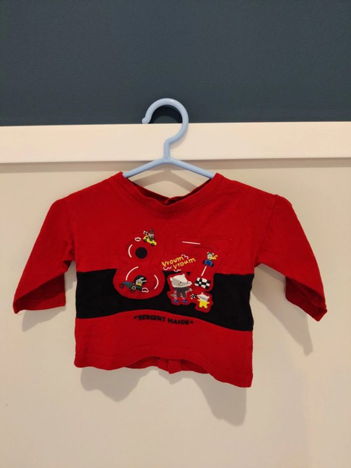 T-shirt manches longues motif fantaisie voiture Sergent Major TBE- 3 mois - photo numéro 2