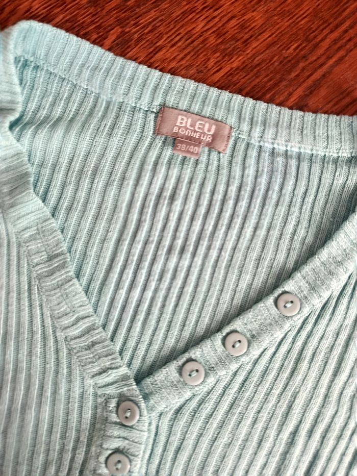 pull bleu manche 3/4 - photo numéro 2