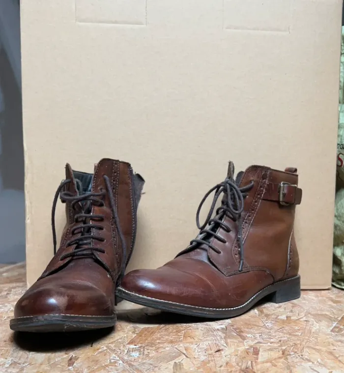 Bottine marron cuir foncé