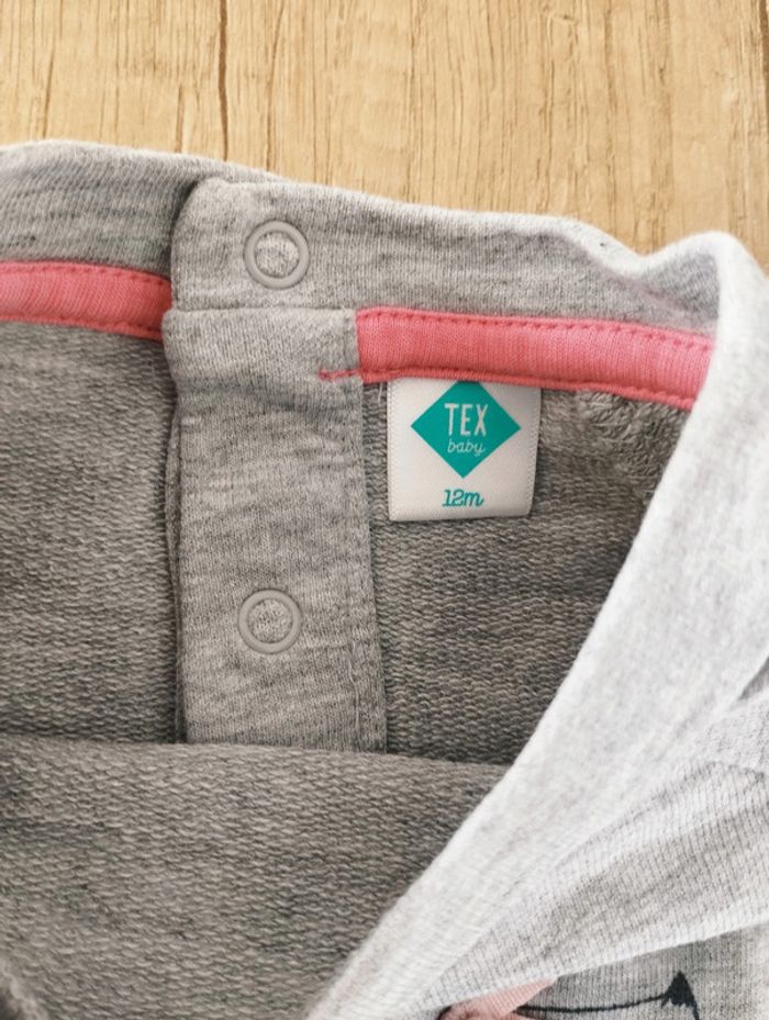 Pull tunique tulle fille gris taille 12 mois Tex - photo numéro 2