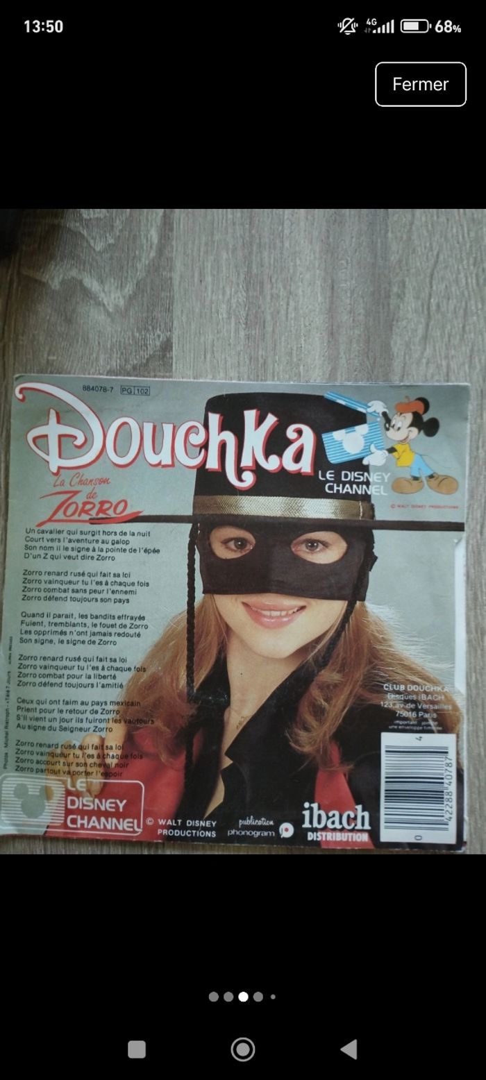 Vinyle 45 tours Douchka ZORRO (Disney) - photo numéro 2