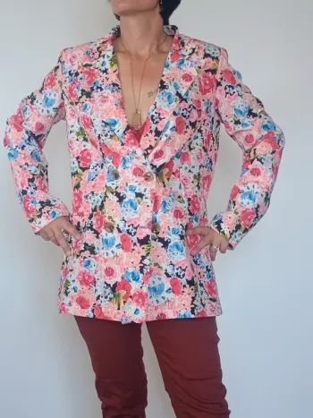 Veste fleurie doublée Elenza by L&L – XL, élégante et colorée