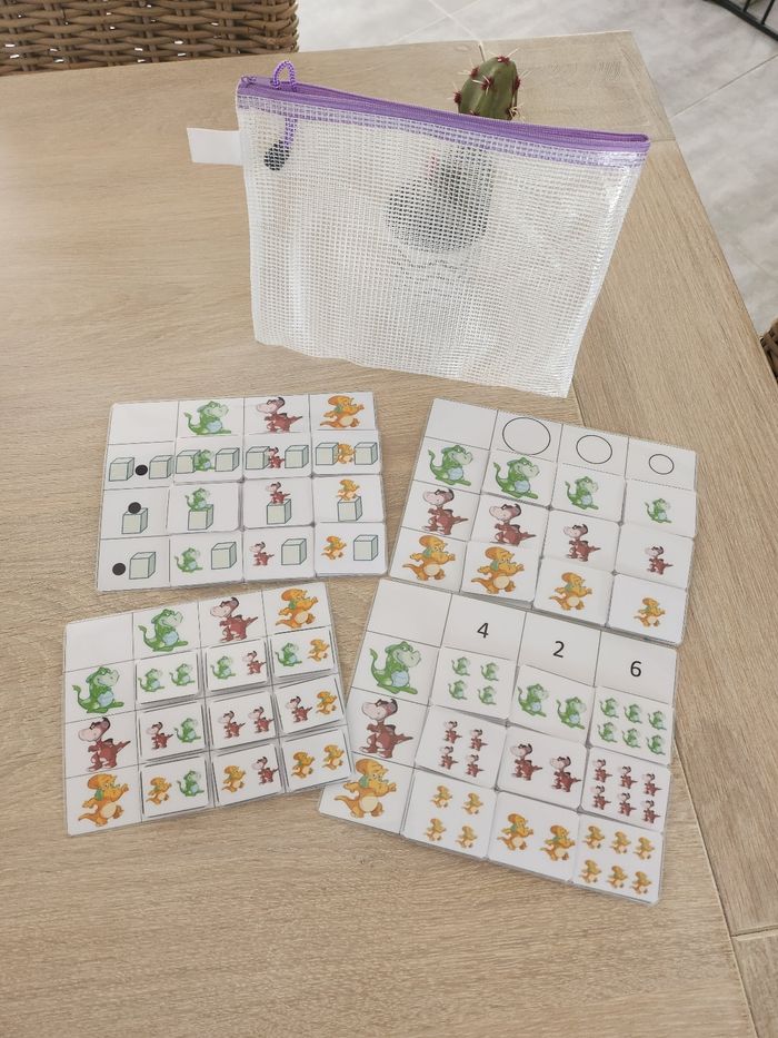 Jeux plastifiés et scratches façon montessori