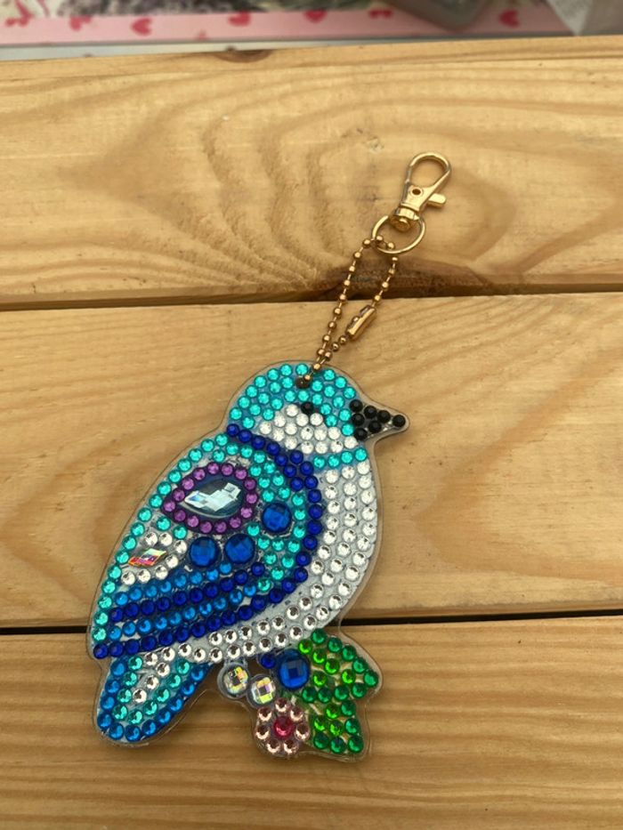 Porte clé recto/verso oiseau 🐦 en Diamond painting