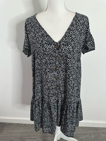 Robe babydoll bleue marine et blanche T38/40 M/L