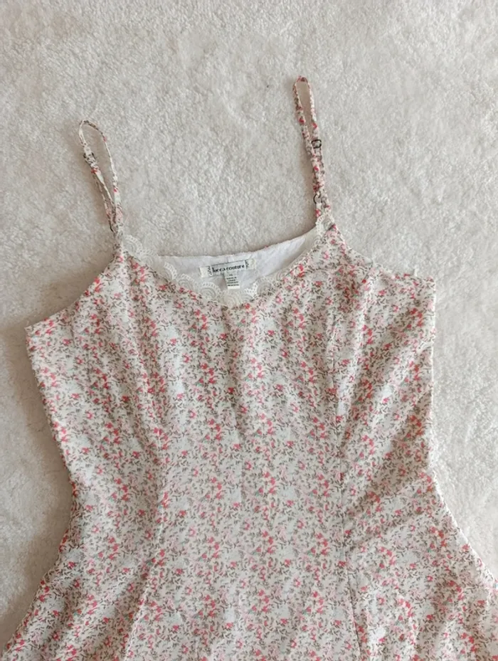 Robe courte Lucca couture XS légère fluide blanc crème fleuri - photo numéro 3