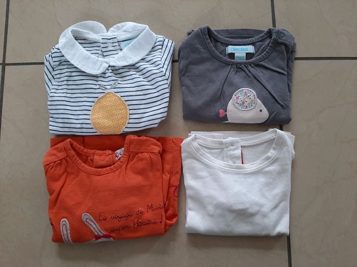 Lot de 4 tee shirts manches longues fille 6 mois
