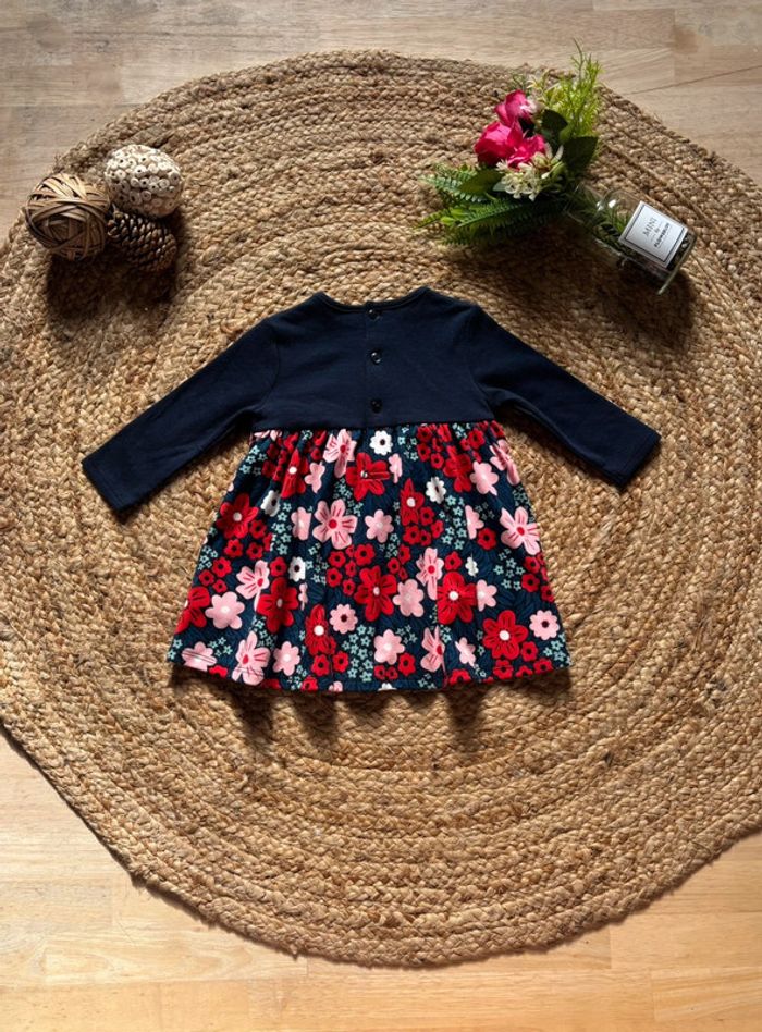 🌺Robe manche longue bleu foncé/ bleu marine au motif fleuris Taille 6mois/68cm🌺 - photo numéro 6