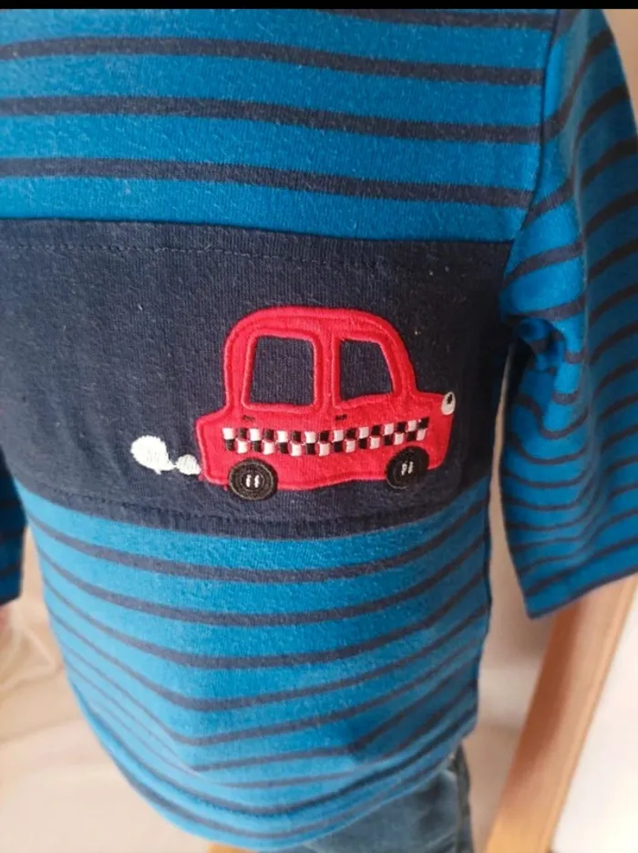 Ensemble tee-shirt manches longues et jean garçon 3 mois - photo numéro 2