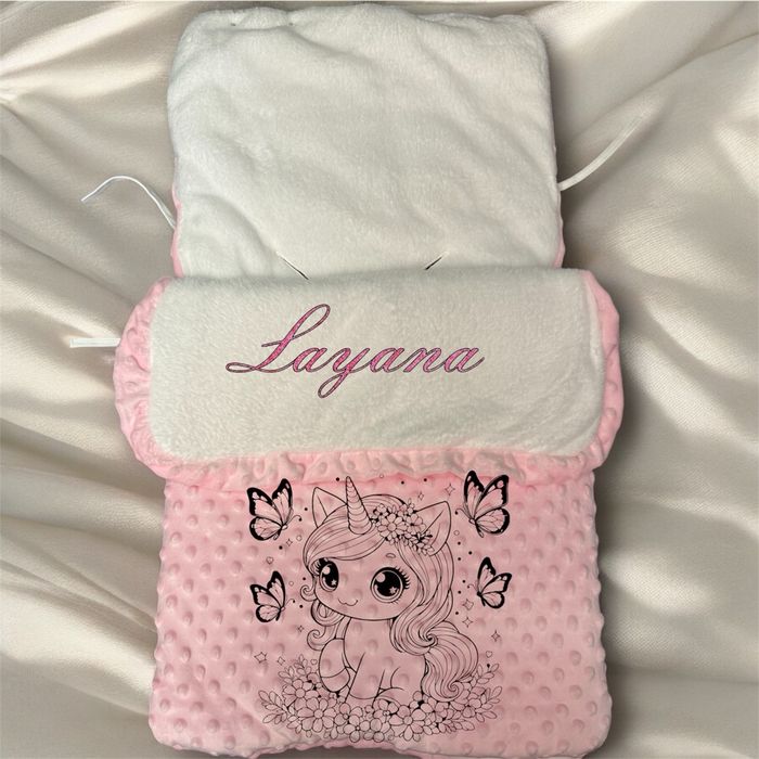 Chancelière de poussette personnalisée licorne