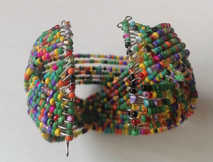 Bracelet perles de verre multicolore entrelacés - photo numéro 7