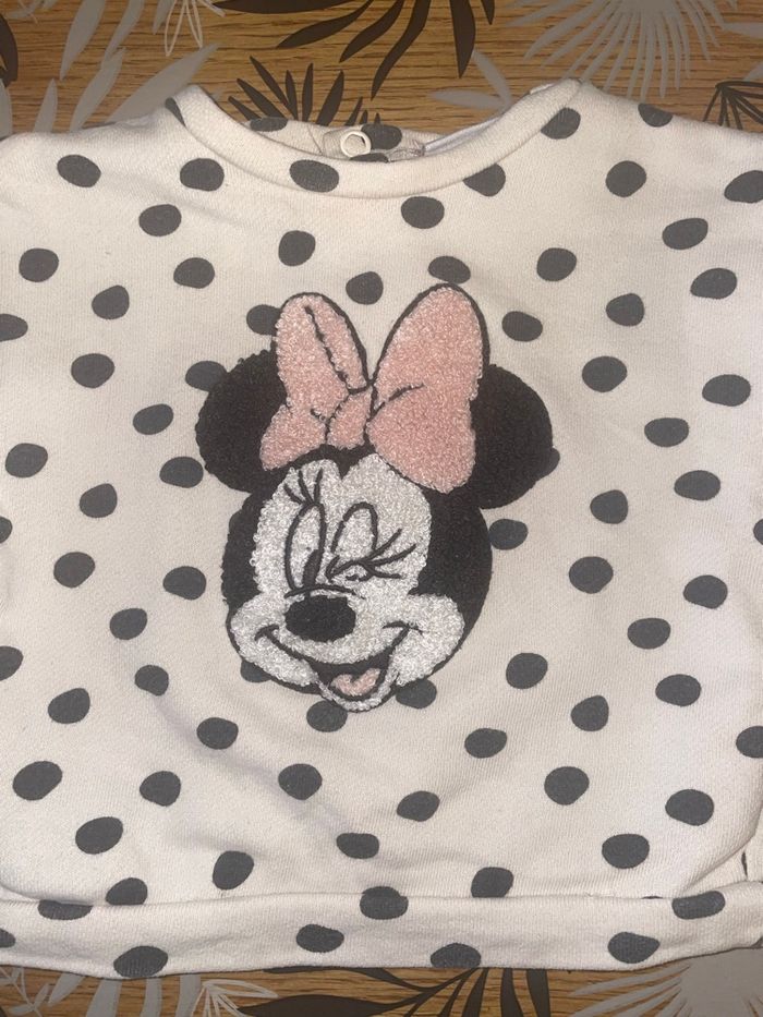 Pull blanc Minnie à pois noirs Disney bb 3 mois - photo numéro 5