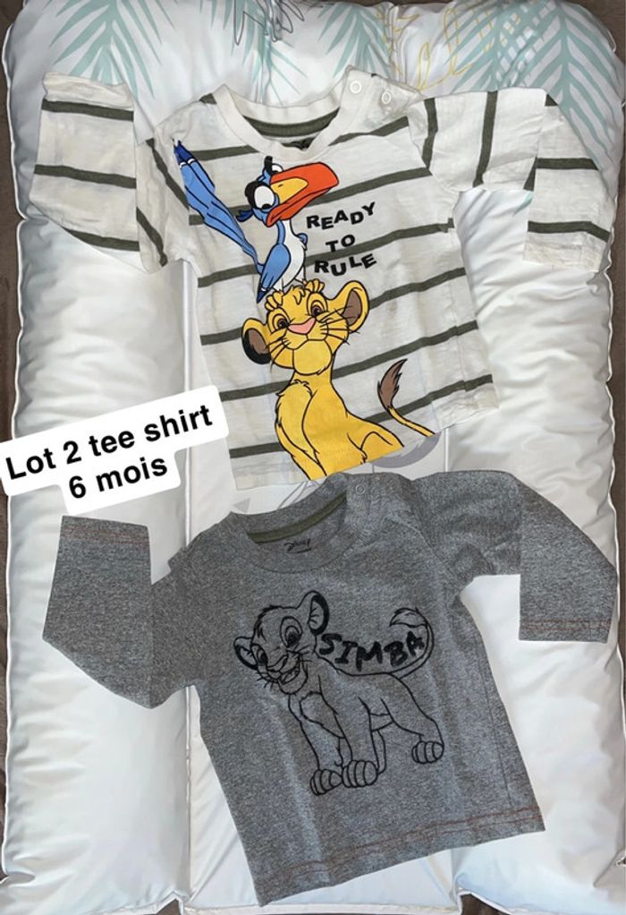 Lot 2 tee shirt manches longues simba roi lion 6mois Disney primark