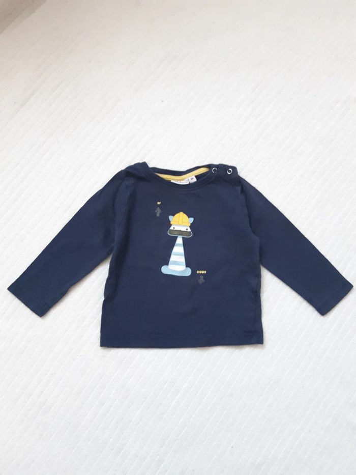 Tenue tee-shirt manches longues et pantalon jean Pommette 9 mois - photo numéro 2