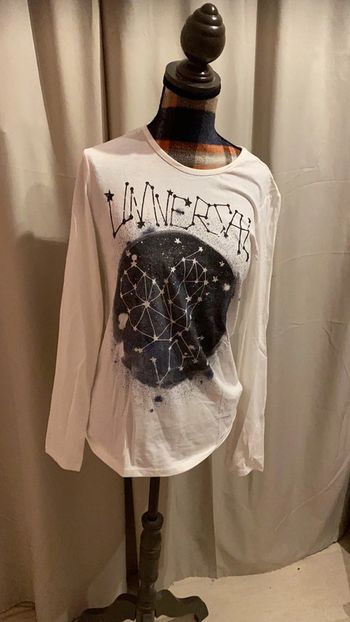 Haut benetton blanc astronomie 170 cm neuf