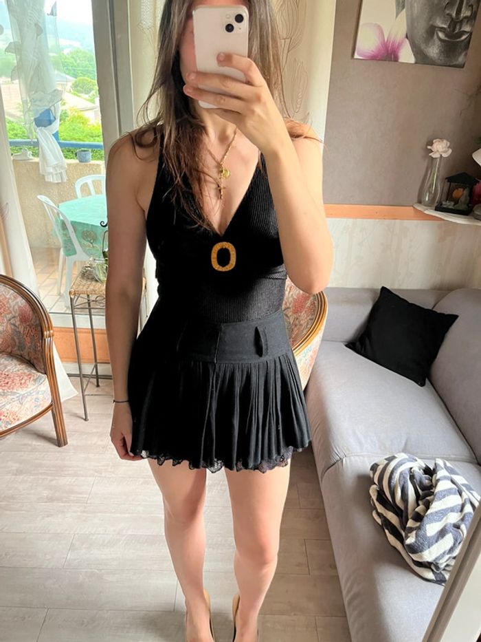 Jupe courte min skirt dentelle vintage bohème champêtre y2k gothic 2000yer - photo numéro 2