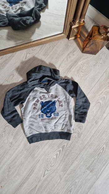 Sweat à capuche gris clair et foncé tigre Okaïdi 🏔 5 ans