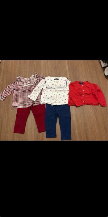 2 ensembles + gilet bébé fille 9 mois