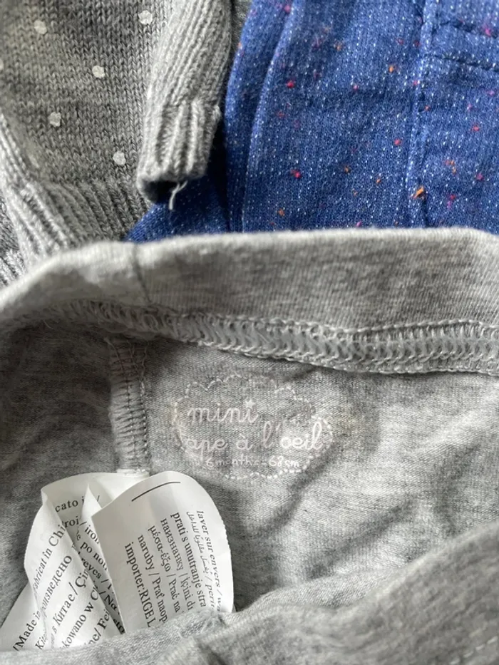 Ensemble t shirt long bleu chiné et legging - photo numéro 2