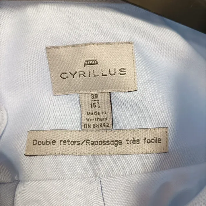 Chemise bleu ciel col américain manches longues coupe droite homme taille M A879 - photo numéro 13