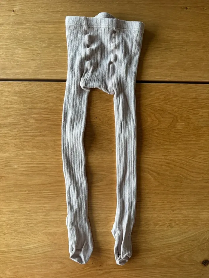Lot de 3 paires de collants beige/jaune moutarde/rouge bordeaux côtelés - Taille 4 (pour du 4/5 Ans) - photo numéro 4