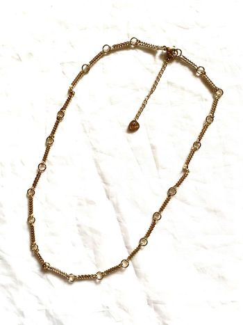 Collier Double Petits Chainons Petits Nœuds Petits Cercles Bijou Doré Fantaisie Femmes
