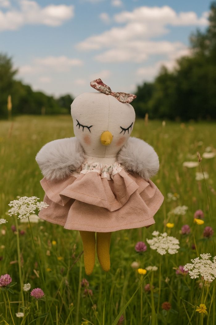 Poupée poussin et son lit oeuf