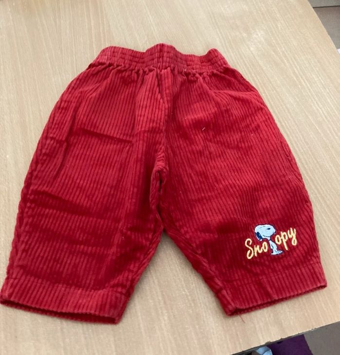 Lot de 3pantaions velour et polaire taille 6mois snoopy - photo numéro 2