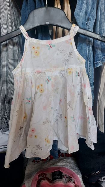 Robe blanche fleurie 74cm Baby club