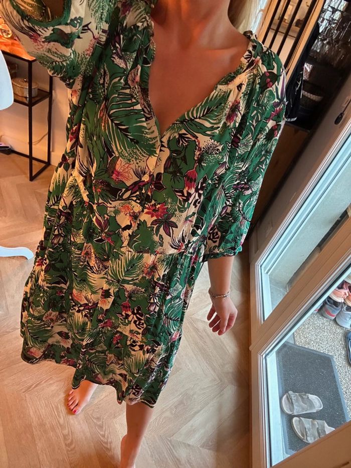 Robe imprimé fleuri végétal vert – T.42 IKKS - photo numéro 2