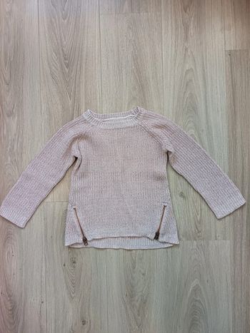 Joli pull rose fils métalliques cuivre brillants Lisa Rose fille 4 ans